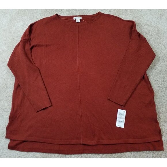 Style&co Woman~Plus Sz 1X~Seamed Dark Orange  Boat-Neck Rich Auburn Tunic NWT$56 - Picture 2 of 12